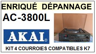 AKAI HIFI MUSIC CENTER   AC3800L kit 4 courroies compatible magnetophone K7 AKAI   AC3800L